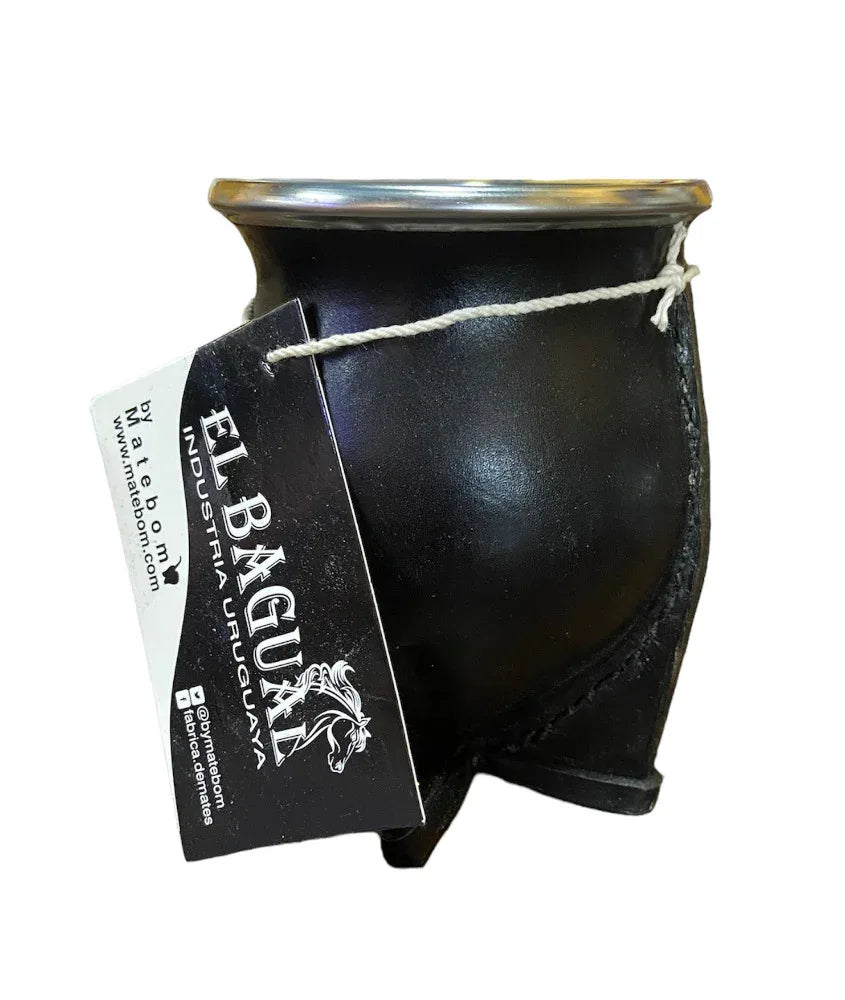 Natural Leather Metal Rimmed Yerba Mate Gourd - Chile Mojo