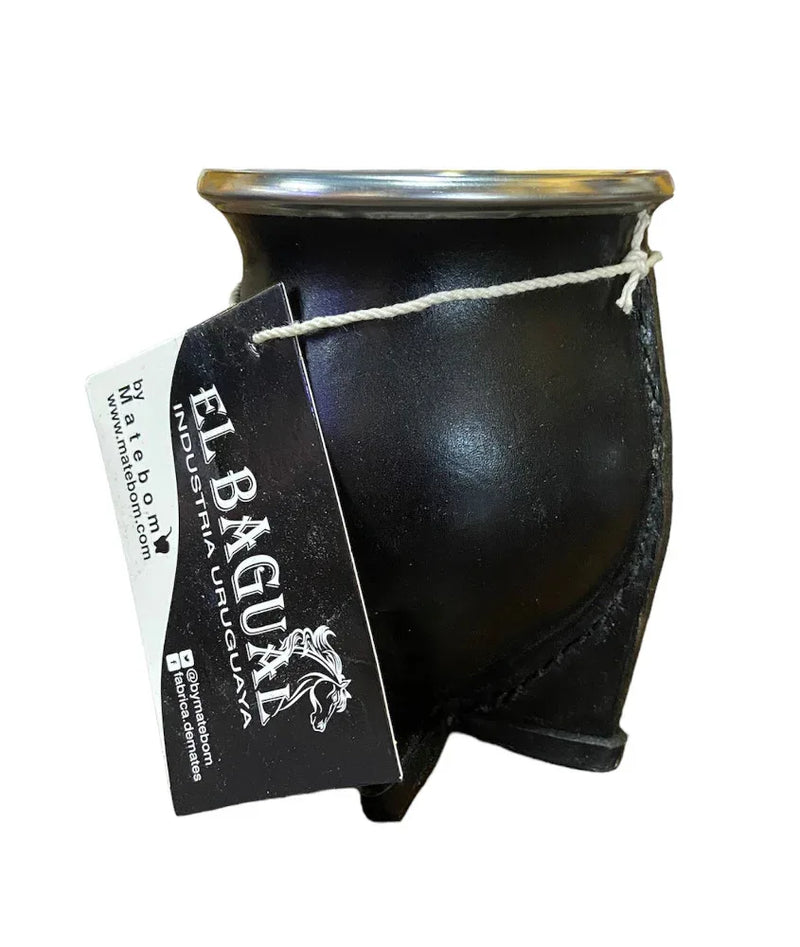 Natural Leather Metal Rimmed Yerba Mate Gourd - Chile Mojo