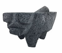Molcajete mortar and pestle - natural Mexican volcanic stone with pig motif - Chile Mojo