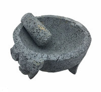 Molcajete mortar and pestle - natural Mexican volcanic stone with pig motif - Chile Mojo