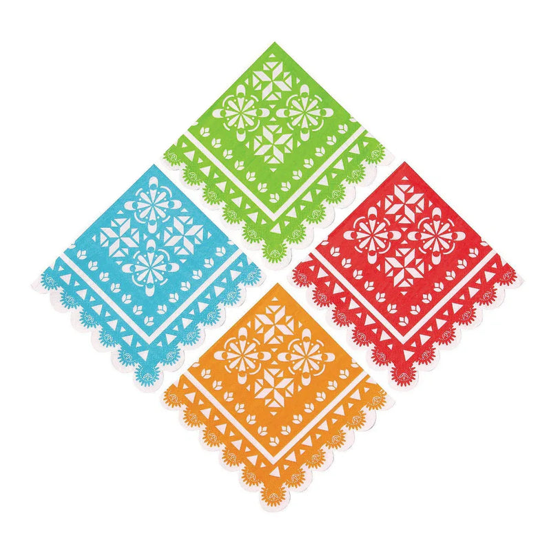 Papel Picado Banner Beverage Napkins - 16 pack - Chile Mojo