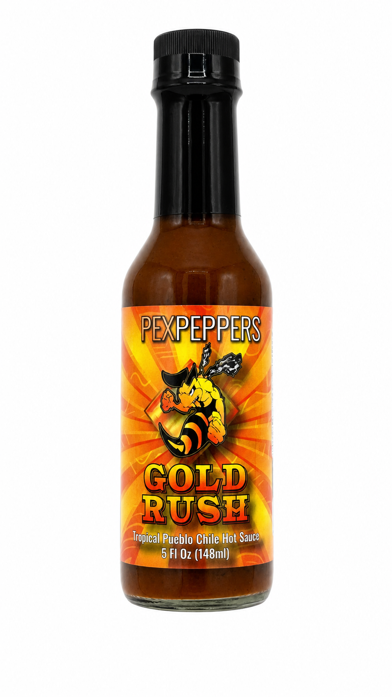PexPeppers Gold Rush Tropical Peublo Hot Sauce 5oz (148ml)