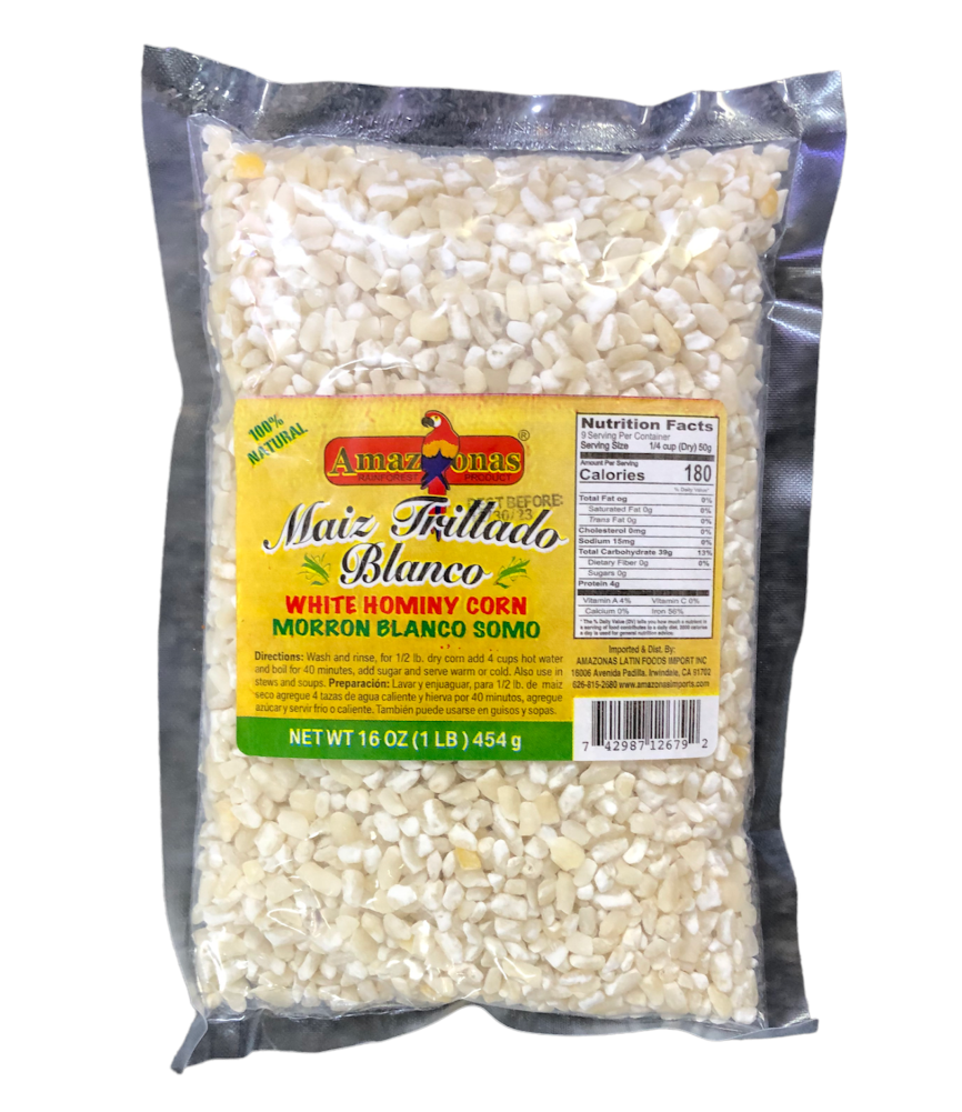Amazonas Maiz Trillado Blanco (white hominy corn) 454gm