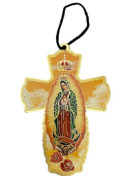 Guadalupe Car Pendant - wooden cross - Chile Mojo