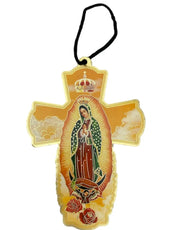 Guadalupe Car Pendant - wooden cross - Chile Mojo