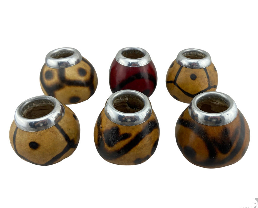 Yerba Mate Gourd natural design with metal rim