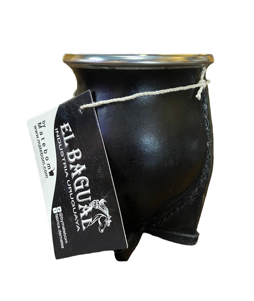 Natural Leather Metal Rimmed Yerba Mate Gourd