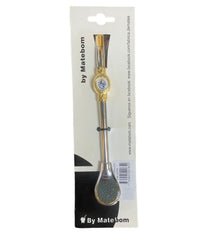 Yerba Mate 19cm drinking straw (Bombilla) with Emblem of Uruguay - Chile Mojo