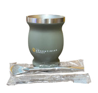 Yerba Mate Stainless Steel Gourd Kit - incl Bombilla Straw and Brush - Chile Mojo