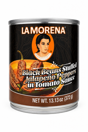 La Morena Black Beans stuffed Jalapeno Peppers in Tomato Sauce 13.13oz. (372g)