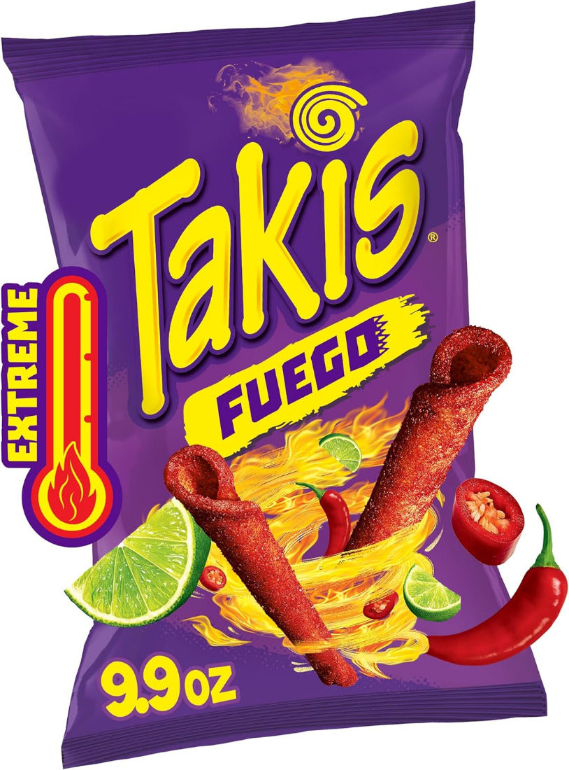 Takis Fuego Chili Pepper and Lime Tortilla Chips 280gm - big 9oz pack