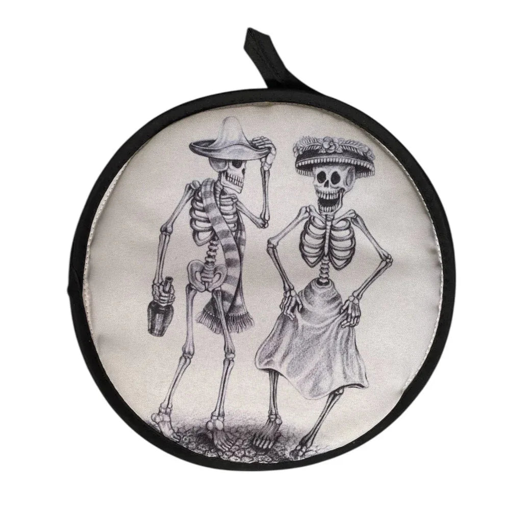 Tortilla Warmer - Day of the Dead Black and White Couple - Chile Mojo