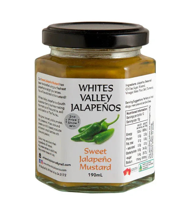 Whites Valley Jalapenos - Sweet Jalapeno Mustard 190gm - Chile Mojo
