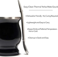 Yerba Mate Stainless Steel Gourd Kit - incl Bombilla Straw and Brush - Chile Mojo