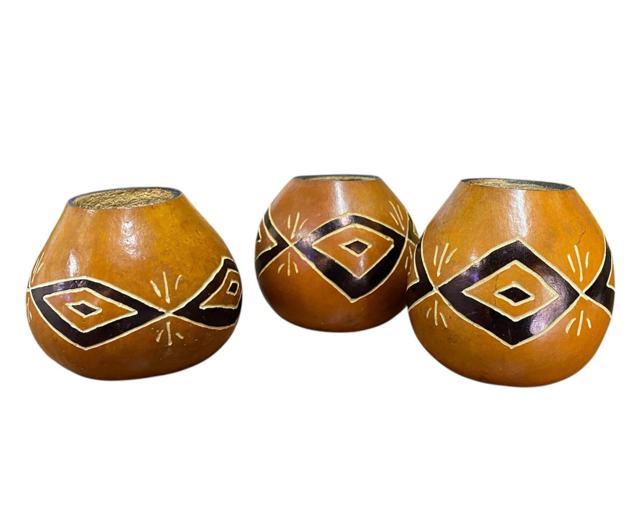 Yerba Mate Gourd natural geometric design