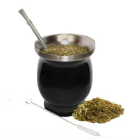 Yerba Mate Stainless Steel Gourd Kit - incl Bombilla Straw and Brush - Chile Mojo