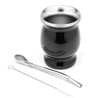 Yerba Mate Stainless Steel Gourd Kit - incl Bombilla Straw and Brush - Chile Mojo