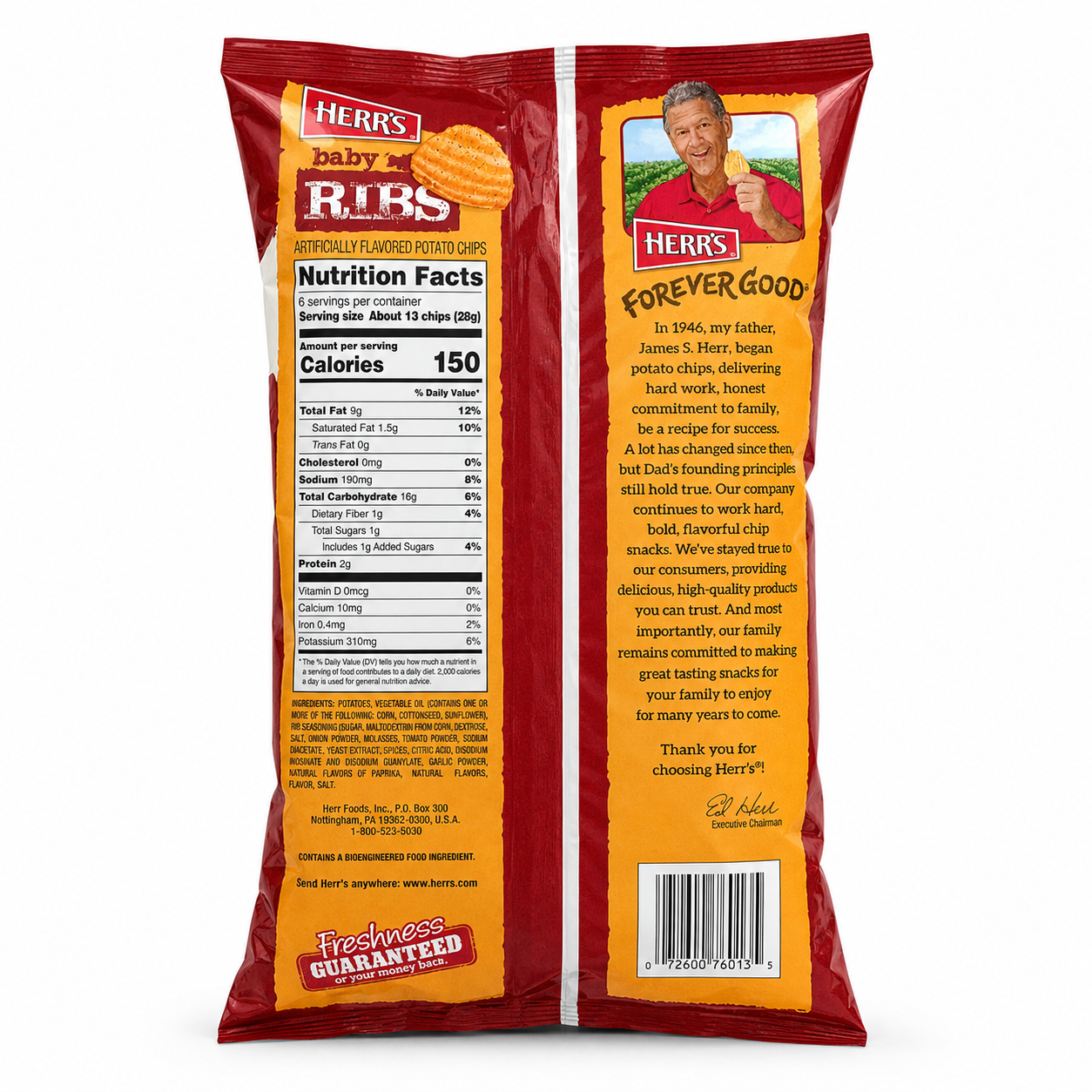Herr's Baby Back Ribs potato chips
