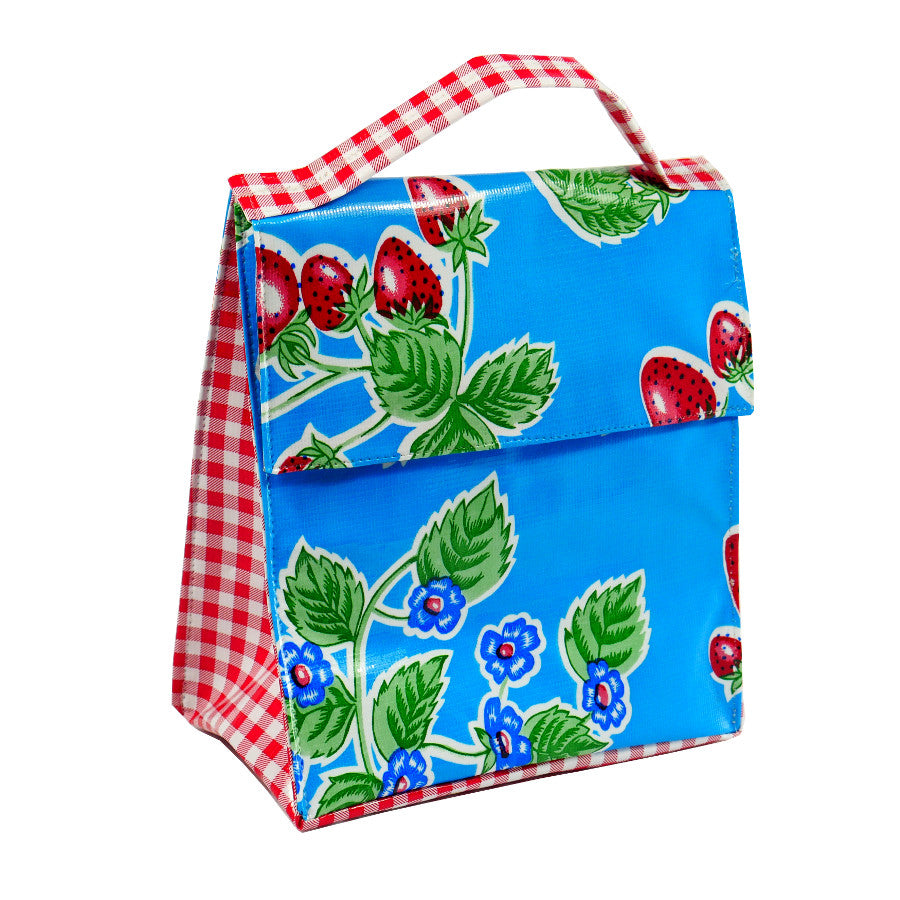 Mexican Oilcloth Insulated Lunch Bag - Strawberries