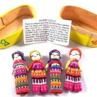 Guatemalan Worry Dolls - traditional box with 4 large dolls - Chile Mojo