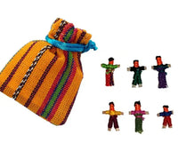 Guatemalan Worry Dolls - fabric pouch with 6 small dolls - Chile Mojo
