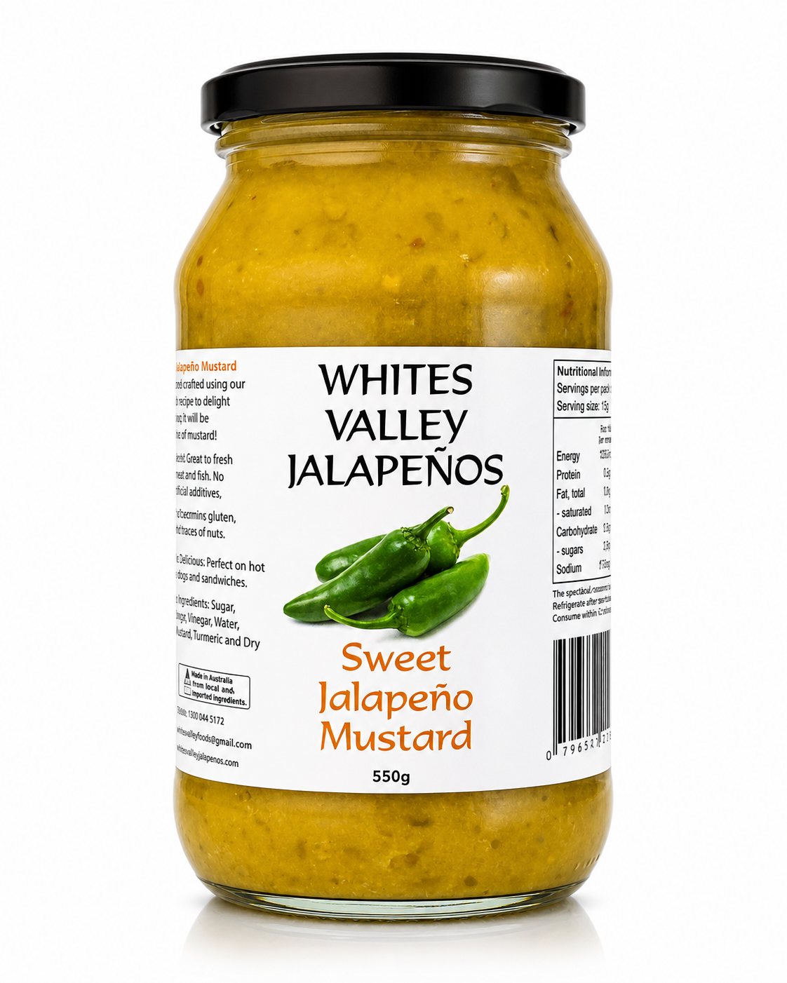 Whites Valley Jalapenos - Sweet Jalapeno Mustard 550gm