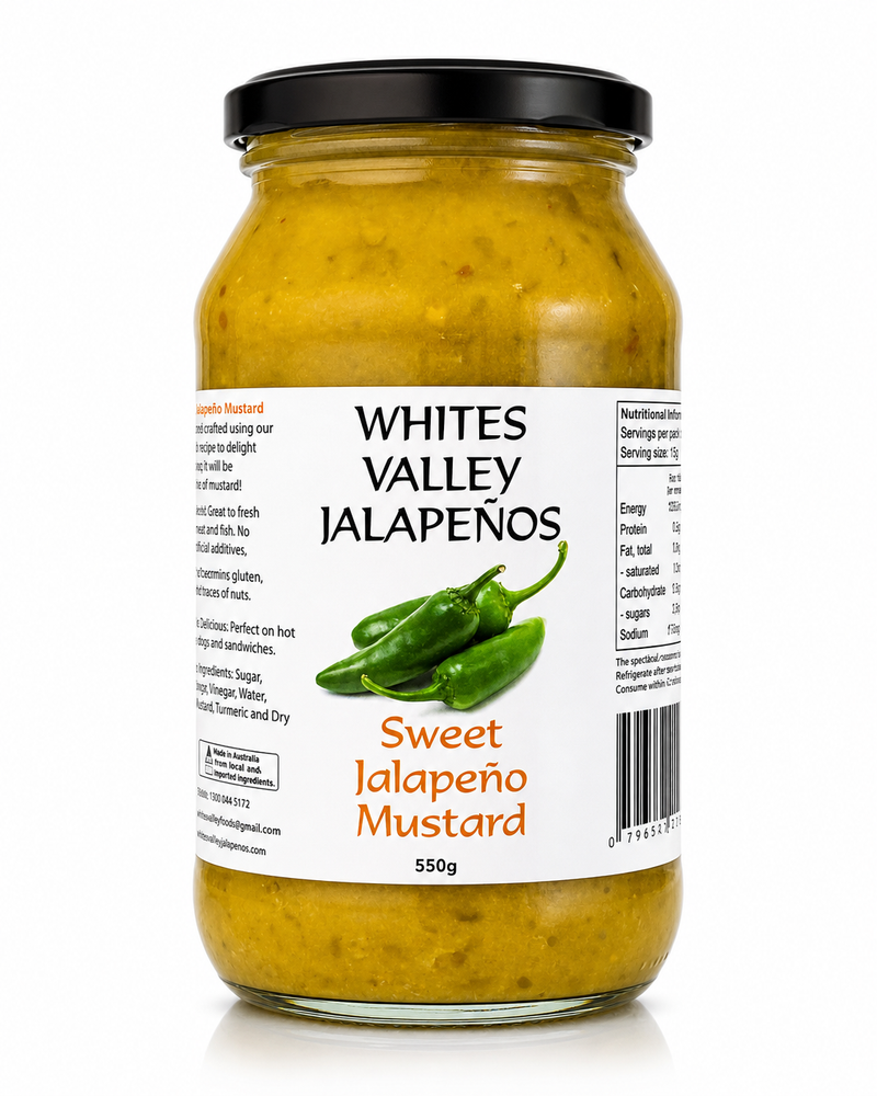 Whites Valley Jalapenos - Sweet Jalapeno Mustard 550gm