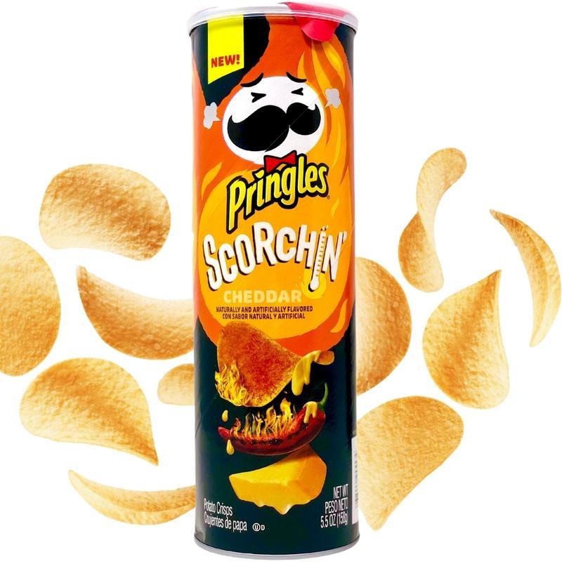 US Pringles Scorchin Hot Cheddar Potato Chips 158g - Chile Mojo