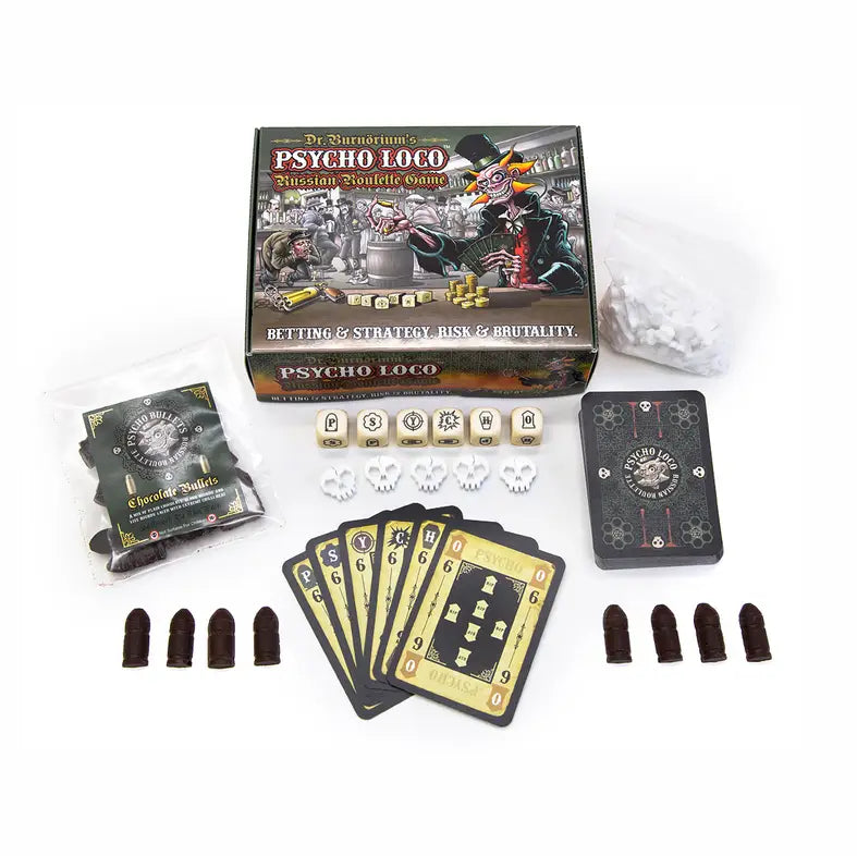 Psycho Loco Russian Roulette Card Game with Chocolate Bullets