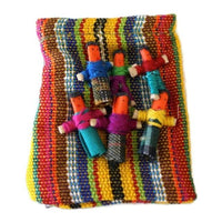 Guatemalan Worry Dolls - fabric pouch with 6 small dolls - Chile Mojo