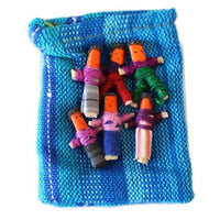 Guatemalan Worry Dolls - fabric pouch with 6 small dolls - Chile Mojo