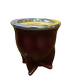 Natural Leather Metal Rimmed Yerba Mate Gourd - Chile Mojo