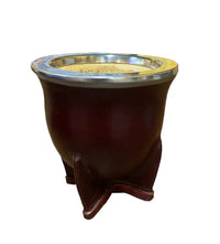 Natural Leather Metal Rimmed Yerba Mate Gourd - Chile Mojo