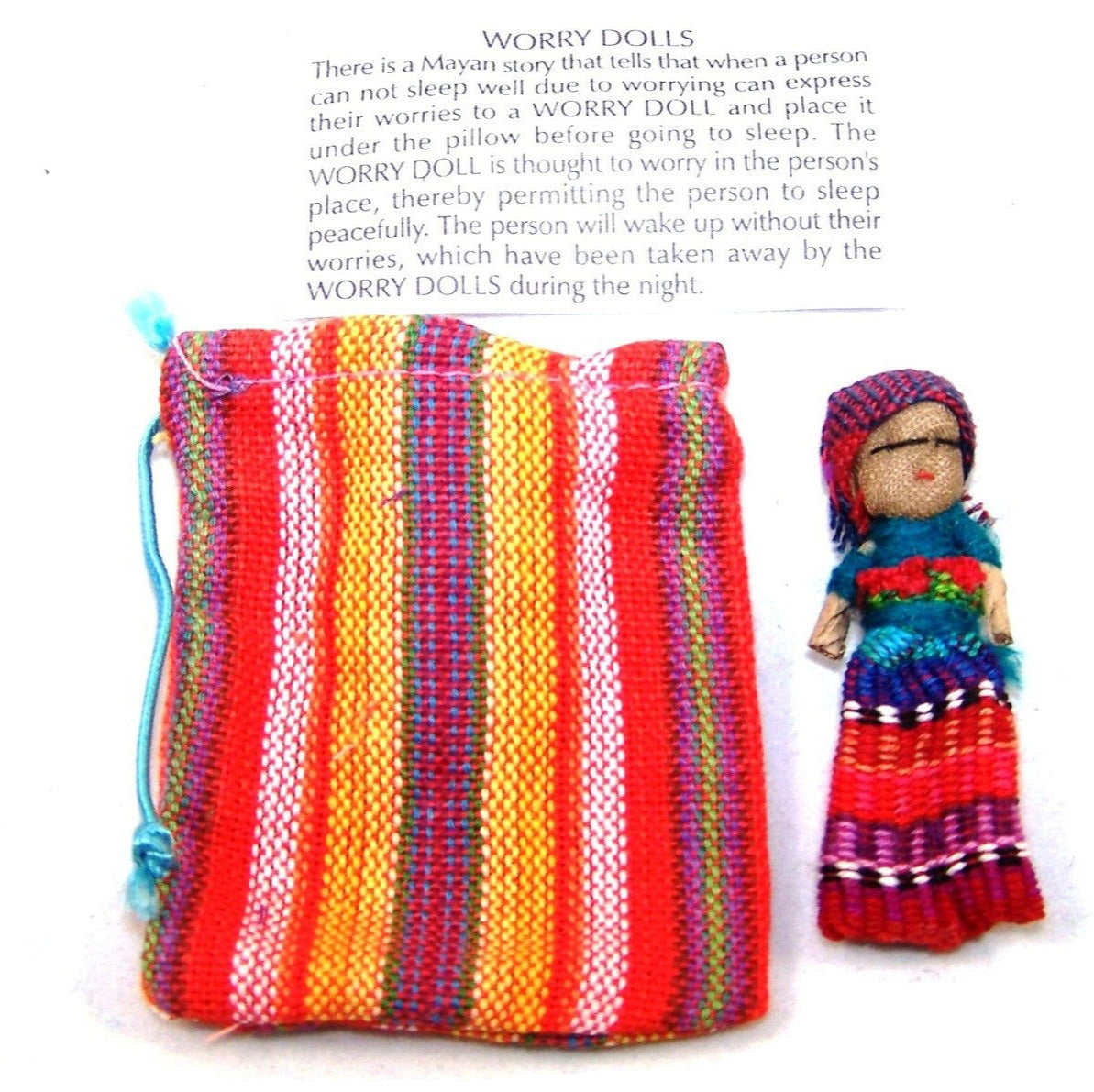 Guatemalan Worry Doll - single doll in fabric pouch