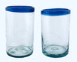 Handblown Mexican Drinking Glass - blue rim - Chile Mojo
