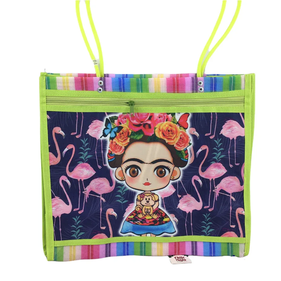 Mexican Mesh Market Bag with zipper - La Frida - Chile Mojo