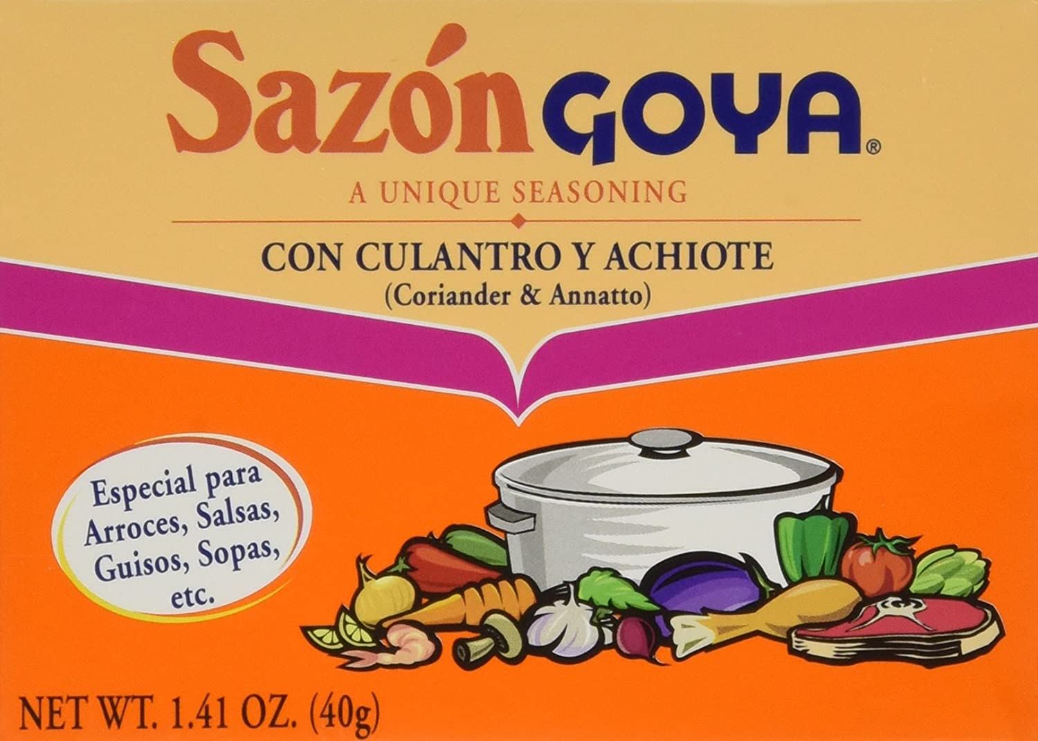Sazon Goya Seasoning Culantro and Achiote 40gm (8 sachets)