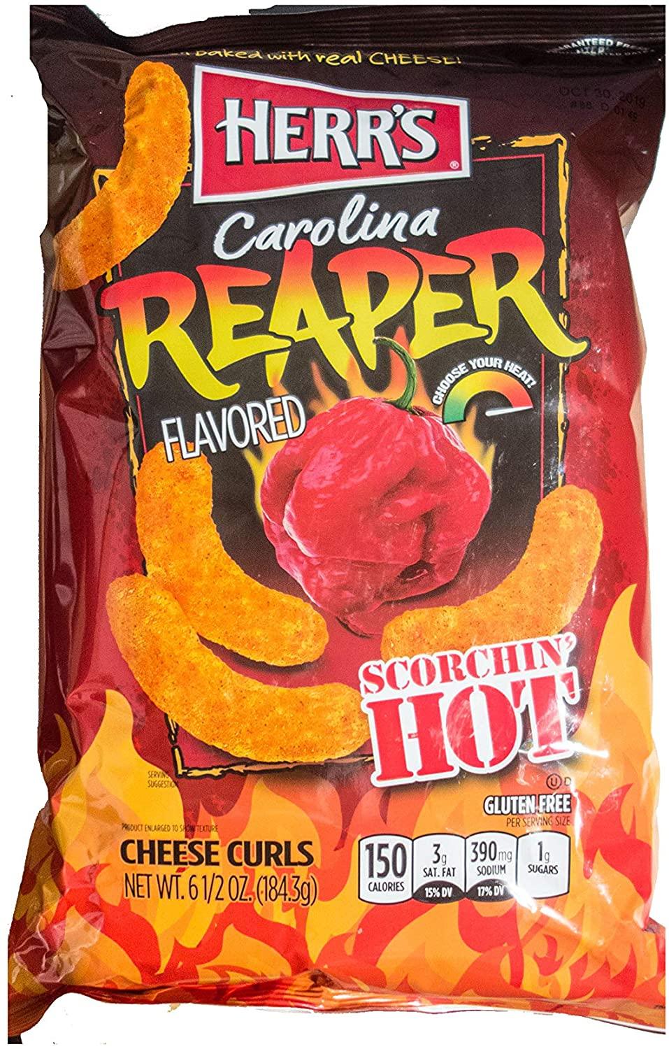 Herrs Carolina Reaper Cheese Curl Puffs 184gm - Chile Mojo