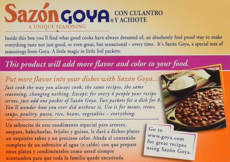 Sazon Goya Seasoning Culantro and Achiote 40gm (8 sachets) - Chile Mojo