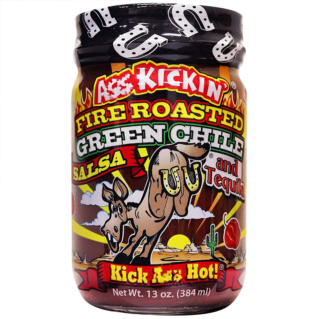 Ass Kickin Fire Roasted Green Chile and Tequila Salsa (13oz) 368 gm
