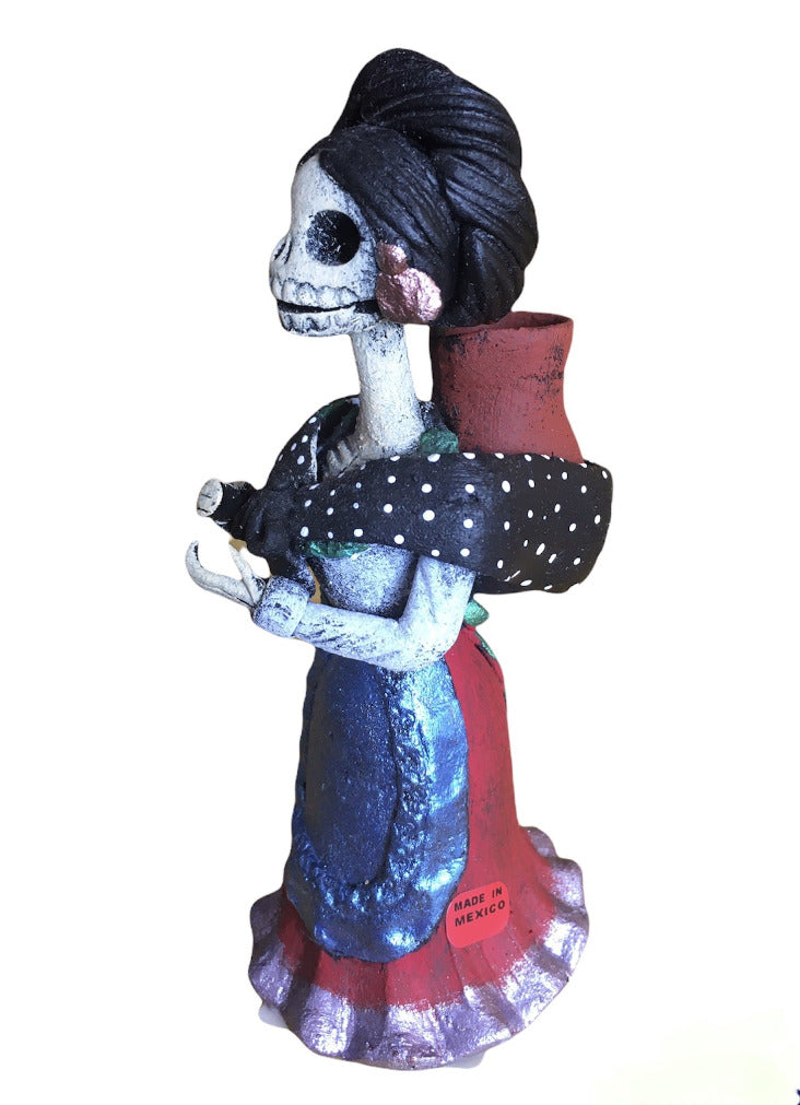 Mexican ceramic folk art - hand made day of the dead Catrina