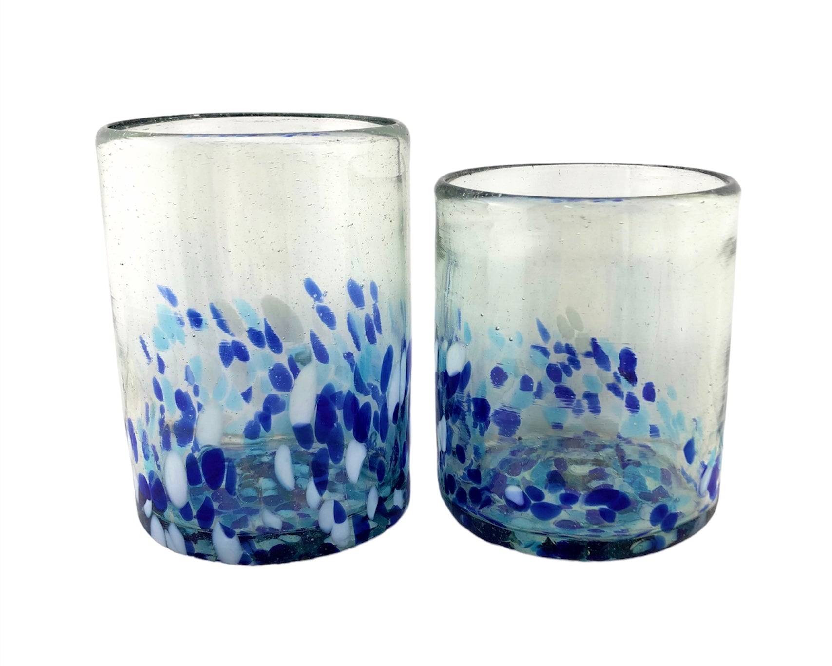 Handblown Mexican Old-fashioned Drink Glass - confetti base