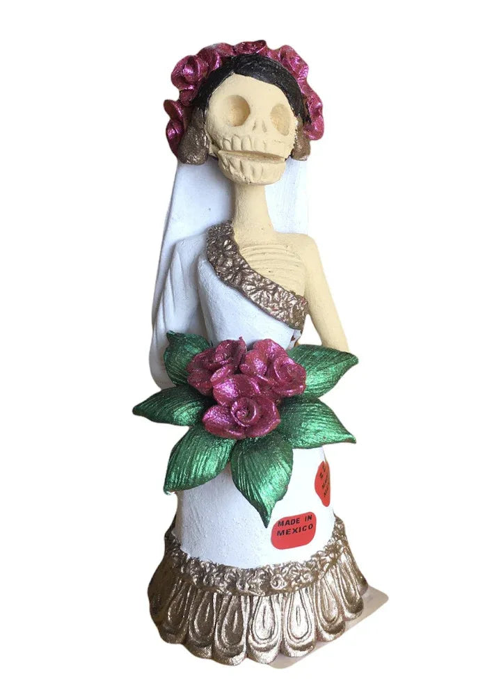 Mexican clay folk art - hand made day of the dead Catrina - Chile Mojo