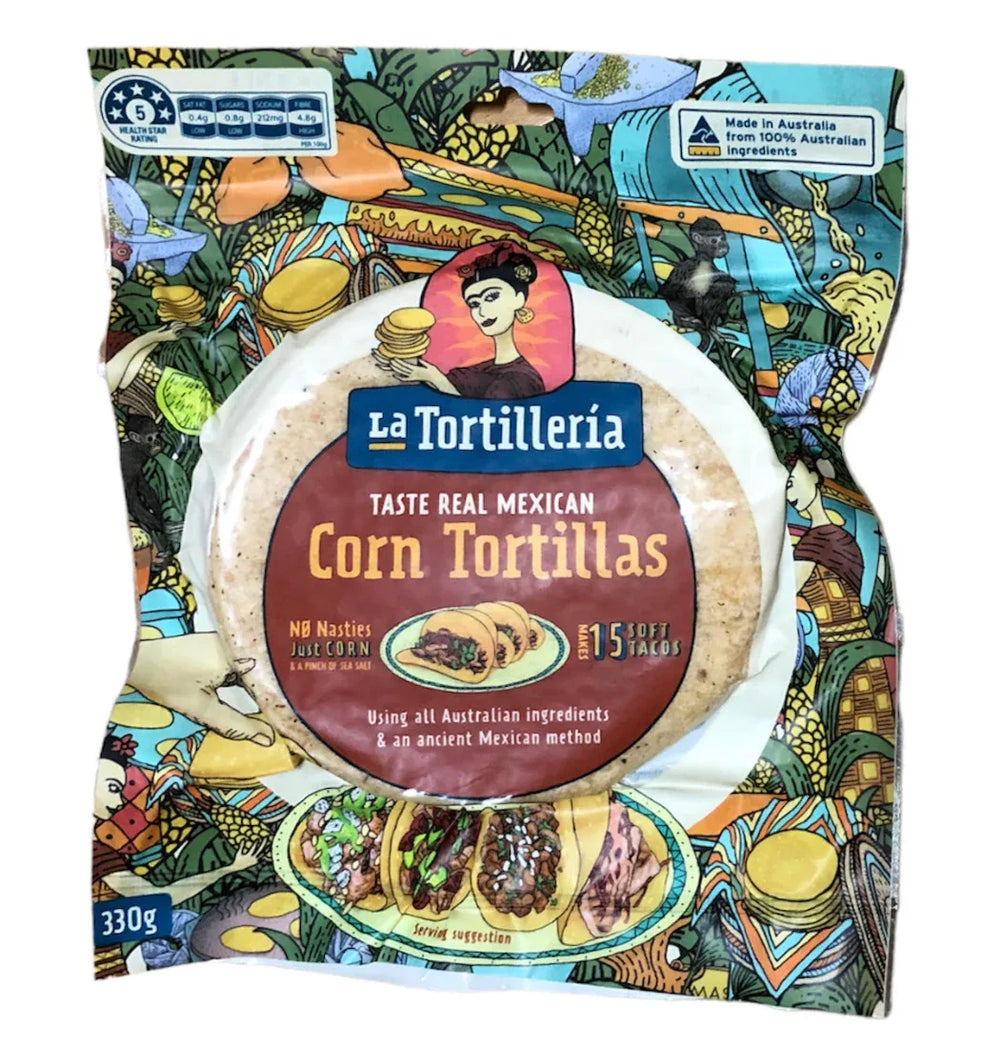 La Tortilleria White Corn Tortillas 14.5cm - 330gm (15 tortillas) - Chile Mojo