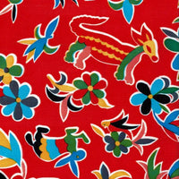 Mexican Oilcloth Table Cover - Otomi Design on Red - Chile Mojo