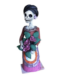Mexican clay folk art - hand made day of the dead Catrina - Chile Mojo