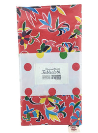 Mexican Oilcloth Table Cover - Otomi Design on Red - Chile Mojo