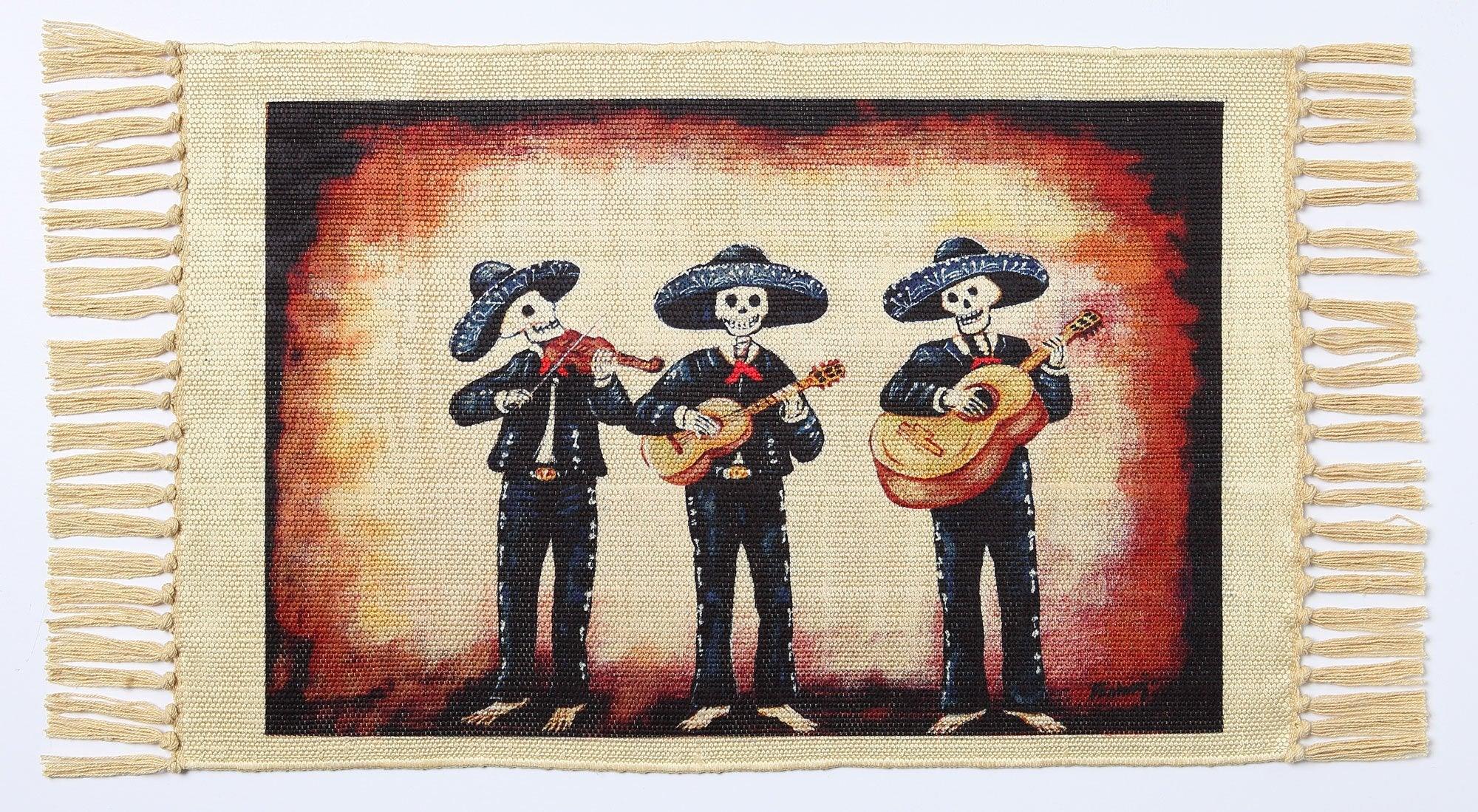 Day of the Dead Digital Print Placemat - Tres Mariachis - Chile Mojo