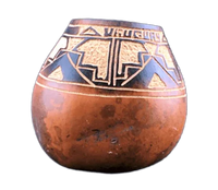 Yerba Mate Natural Gourd with Azteca design - Chile Mojo