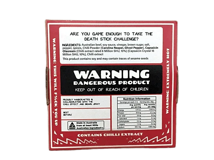 The Chilli Effect - Extreme Heat Death Sticks Beef Jerky 40gm - Chile Mojo